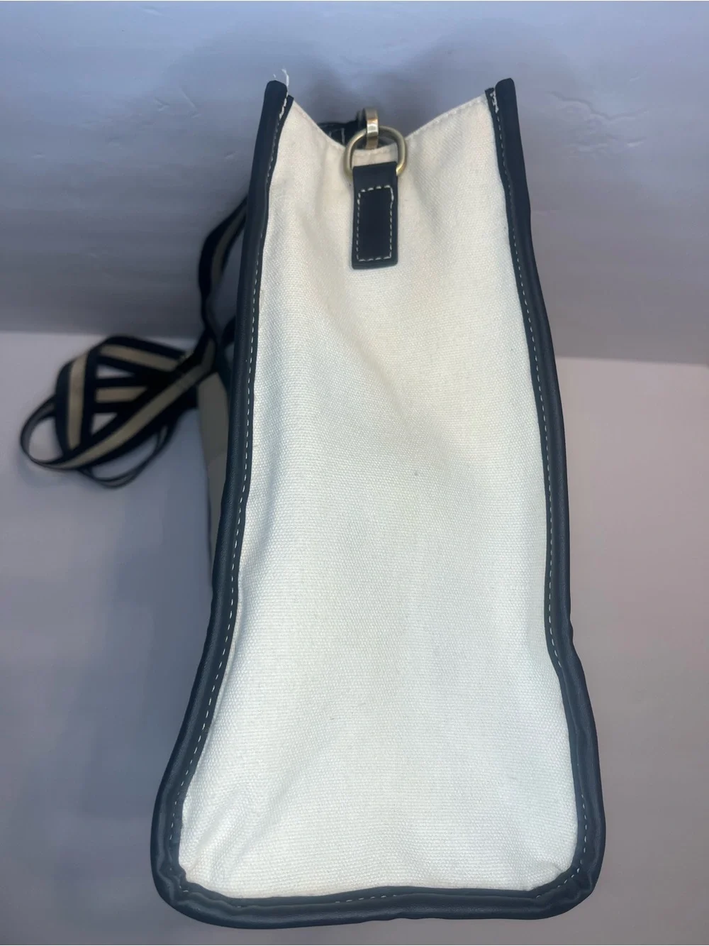Missnine Canvas Tote Laptop Bag with Black Trim - Neutral